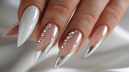 Silver French Nail Art