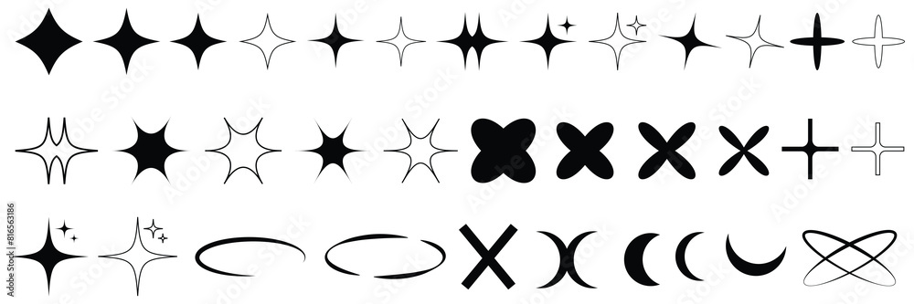 Aufkleber collection of y2k elements. set y2k. geometric brutalism forms sticker in y2k style graphic design y