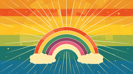 A pride rainbow icon with a sunburst, representing hope and positivity for LGBTQ+ individuals and allies, LGBT icons for applications