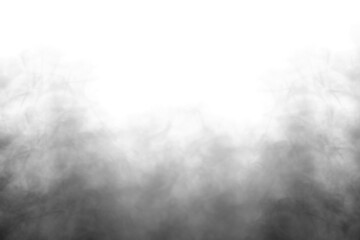 Realistic dark black smoke isolated on transparent white background