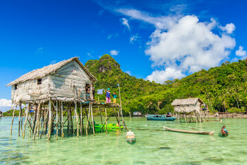 SEMPORNA SABAH, MALAYSIA - FEB 17, 2108: Beautiful landscapes view borneo sea gypsy water village...
