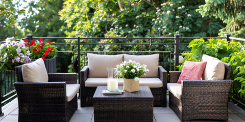 Luxury All Weather Rattan Wicker Modern Outdoor Sofa in garden