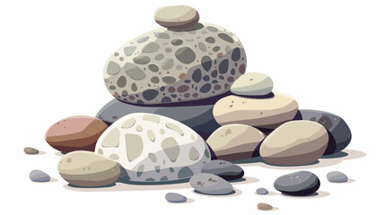 Pebble stone on white background style vector