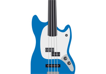 Naklejka premium Guitarra eléctrica azul y blanco en fondo blanco.