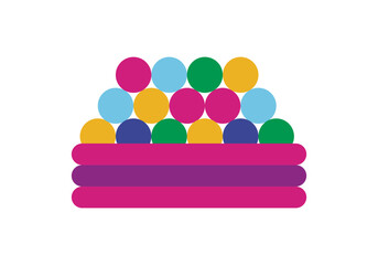 Piscina de bolas de varios colores para niños.