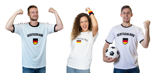 3er Set Jubelnde deutsche Fussball Fans