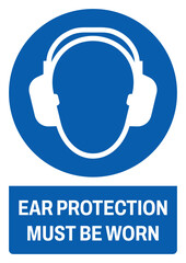 ISO mandatory safety signs_ear protection must be worn size a4/a3/a2/a1