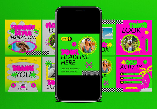 Green Gradient Summer Fashion Instagram Carousel