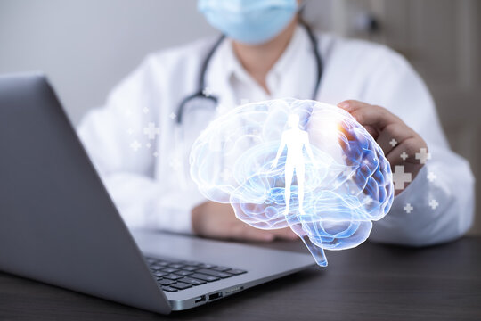 deoxyribonucleic acid and brain concept ,biochemical research ,human DNA detection graph Checking for abnormalities in the body, science and experiment concept - Powered by Adobe