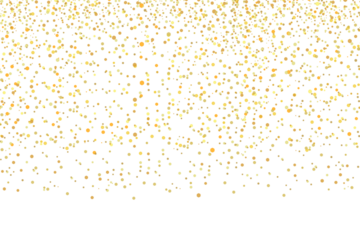 Yellow golden glitter dots particles dust conffeti effect falling on transparent background. Luxury gold powder Sparkles. Sparkling magic dust particles. Holiday decoration design element