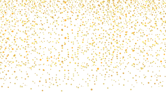 Yellow golden glitter dots particles dust conffeti effect falling on transparent background. Luxury gold powder Sparkles. Sparkling magic dust particles. Holiday decoration design element