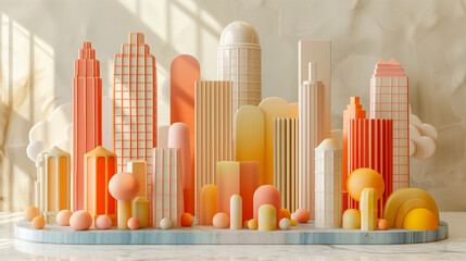 City square and skyline with modern buildings scenery. Futuristic isometric 3d cityscape. Futuristic city. 3D City on White Background. A beautiful utopian city floating in the sky. city view. 