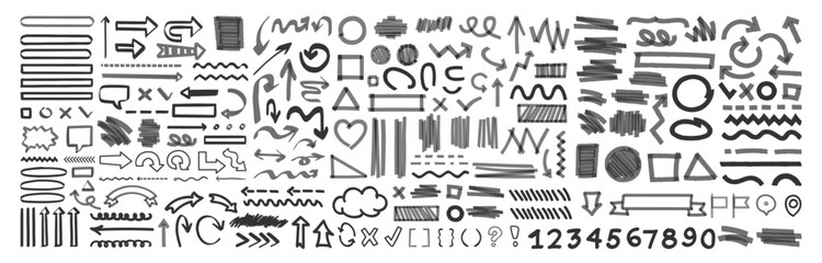 Black highlight marker stripes and design element isolated on transparent background