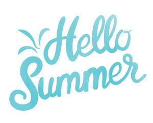 Hello Summer watercolor lettering. Summer Time logo Templates. Isolated Typographic Design Label. Summer Holidays lettering for invitation, greeting card, prints and posters. Vector illustration.