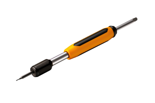 The Luminous Tool: A Vivid Yellow and Black Screwdriver on White or PNG Transparent Background.