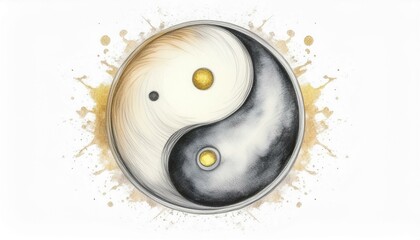 yin yang spiritual symbol; sketch drawing