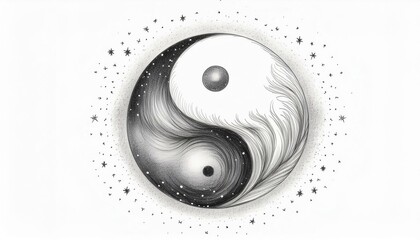 yin yang spiritual symbol; sketch drawing