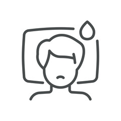 Nocturia Icon. Vector Illustration of Person in Bed with Urine Drop, Representing Frequent Nighttime Urination. Isolated Outline Medical Sign.