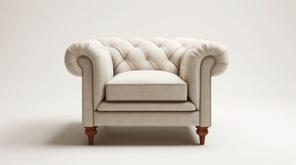 armchair upholstered in soft fabric, providing comfort and relaxation, set against a clean white background.