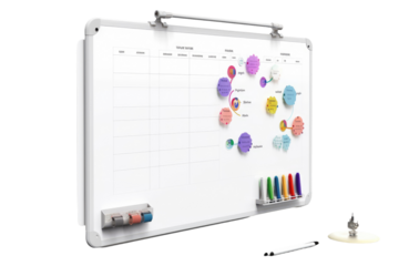 The Colorful Canvas: A White Board Brimming With Markers on White or PNG Transparent Background.
