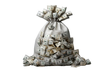 A Bag of Dreams Resting on a Blank Canvas on White or PNG Transparent Background.