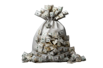 A Bag of Dreams Resting on a Blank Canvas on White or PNG Transparent Background.