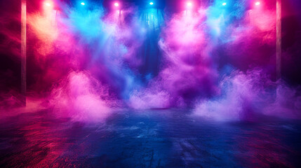 Light Blue, Purple, Pink Background with Neon Spotlights
