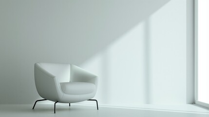 sleek modern chair with clean lines and minimalist design, set against a pristine white background.