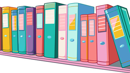 Colorful Assortment of Books on Shelf Illustration. Book Lovers Day