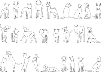 dogs set sketch on white background vector