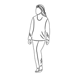 woman walking sketch on white background vector