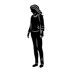 woman standing silhouette on white background vector
