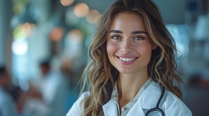 Obraz premium Friendly Healthcare Provider in Cozy Examining Room, White Coat, Soft Clinic Lighting,HD