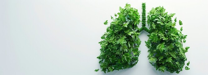 Green leaves in the shape of human lungs on a white background. World No-Tobacco Day