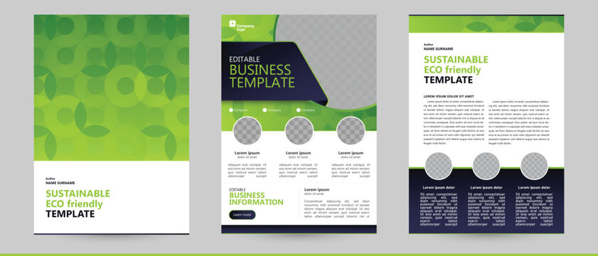 sustainability environment eco organic green circle background template information text layout for booklet brochure document report newsletter poster flyer. suitable for energy forest garden business