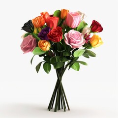Roses in a vase on a white background