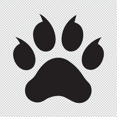 Simple and minimalistic animal paw icon, black vector illustration on transparent background