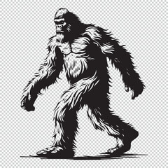 Simple big foot character logo icon, black vector illustration on transparent background