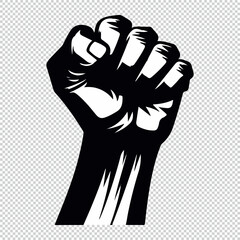 Black human fist winning symbol icon design, vector illustration on transparent background