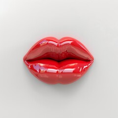Bright red lips against a clean white background