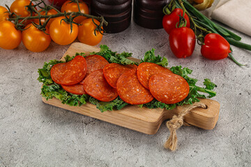 Spanish salami cured chorizo sausage