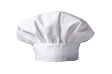 Ethereal Elegance: A White Chef Hat Floating in Air on White or PNG Transparent Background.