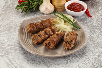 Beef kebab minced meat with onion