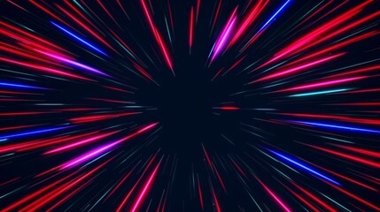 Obraz premium Blue and red lights burst dramatically against a black background, creating a striking contrast and dynamic visual impact