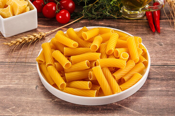 Italian cuisine - dry tortiglioni pasta