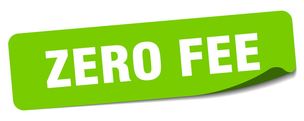 zero fee sticker. zero fee label