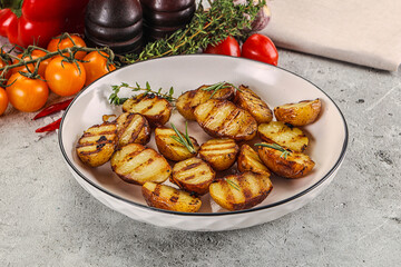 Grilled young small baby potato