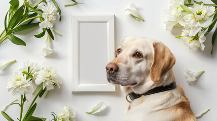 Frame with picture of dog collar mortuary urn and free