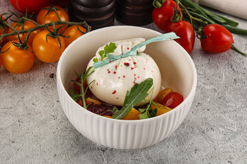 Burrata cheese with tomato salad