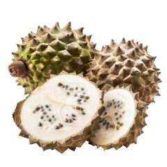 Fresh Soursop Fruit Isolated on a Transparent Background Without Cutoff